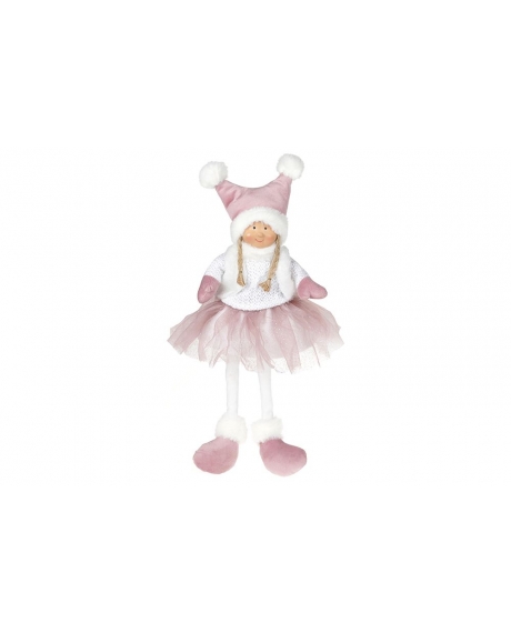 М'яка іграшка "Сидяча Дівчинка", колір - рожевий з білим (43см.)