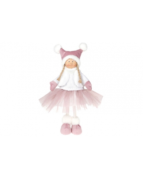 М'яка іграшка "Дівчинка", колір - рожевий з білим (38см.)