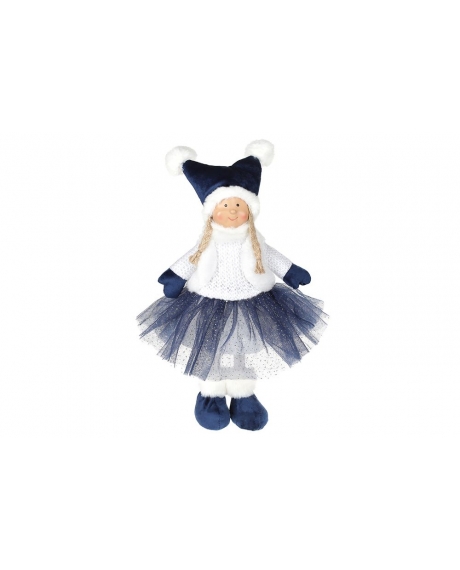 М'яка іграшка "Дівчинка", колір - синій з білим (38 см.)