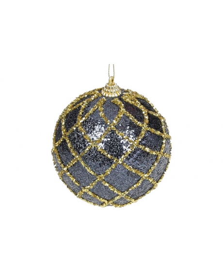 Ялинкова куля c золотим орнаментом, колір - синій з золотом