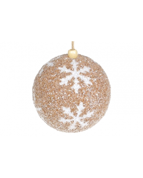 Ялинкова куля з орнаментом "Сніжинка", колір - карамельний з білим