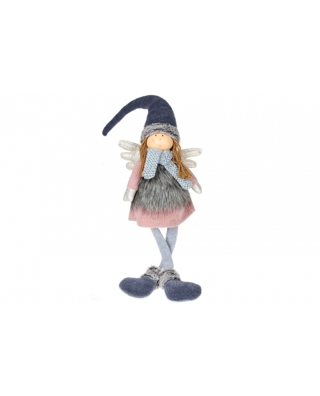 М'яка декоративна іграшка "Сидяча дівчинка - ангел", колір - синій (85см.)