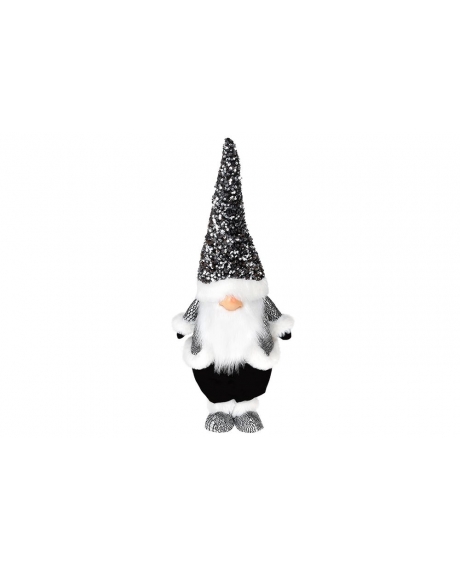 М'яка декоративна іграшка "Гном", колір - чорно-білий з паєтками