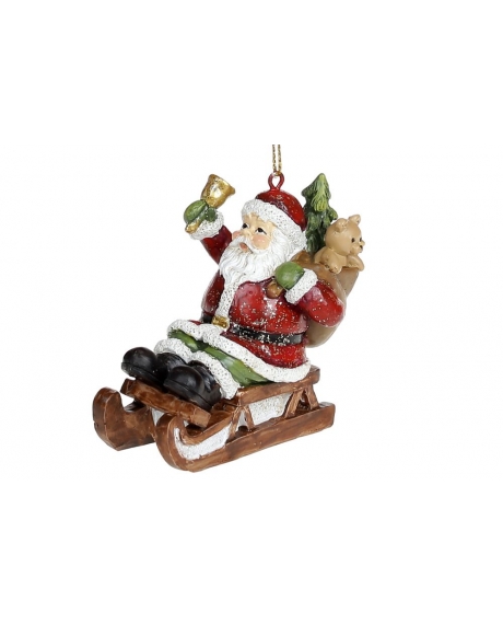 Декоративна підвісна фігурка "Санта на санях", колір - червоний (8 см.)