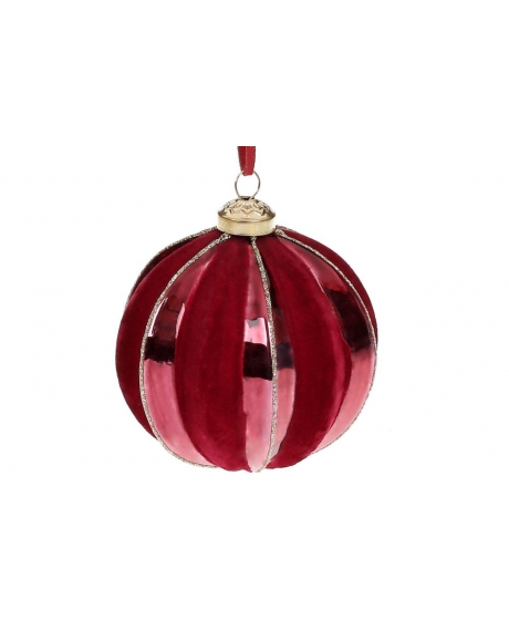 Елочный шар с бархатным и глянцевым покрытием,  цвет - бордо (8 см.)