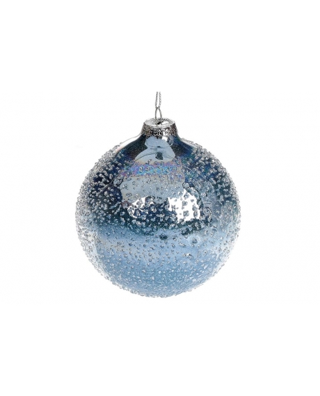 Елочный шар с покрытием лёд, цвет - бриллиантовый голубой (10 см.)