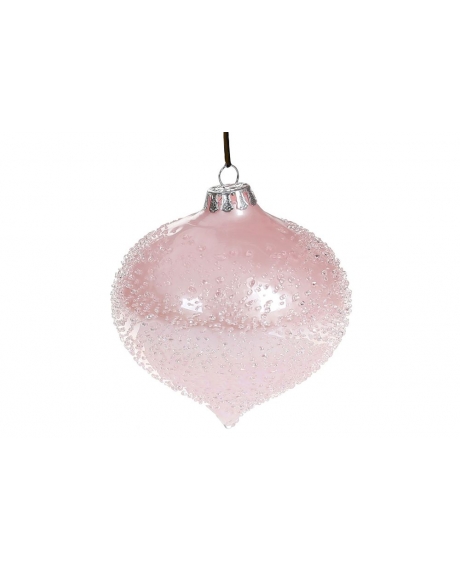Елочное украшение с покрытием лёд,  цвет - розовый перламутр (10 см.)