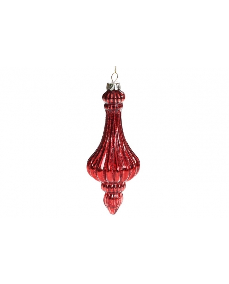 Елочное фигурное украшение с декором из глиттера,  цвет - красный глянец (размер: 6.1*17 см.)