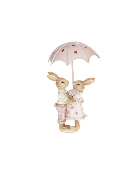 Декоративна фігурка "Закохані кролики", колір - рожевий (11 см.)