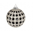 Ялинкова куля рельєфної форми з декором з Гліттера, колір - чорний з сріблом антик