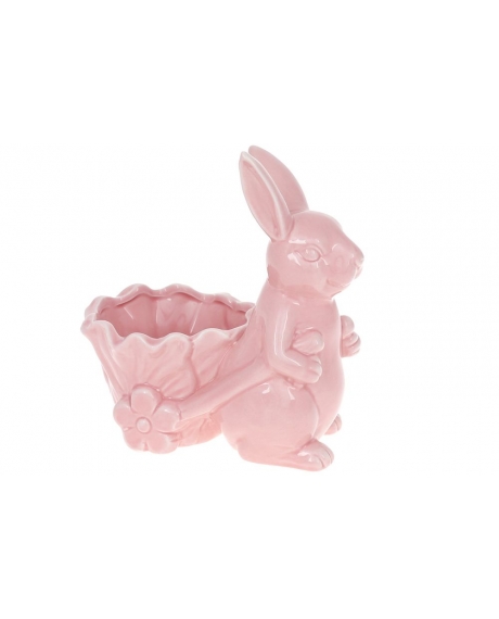 Кашпо декоративна "Кролик з візком", колір - рожевий (15 см.)