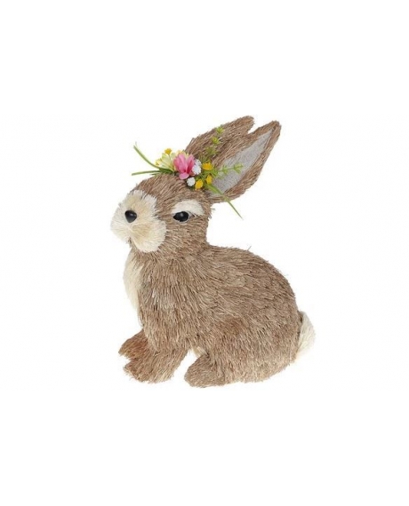 Декоративна великодня фігура "Кролик з квітами", (31 см.)