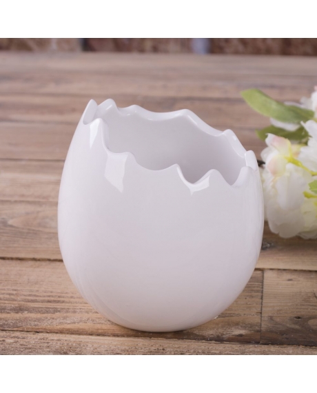 Декоративне кашпо "Яєчна шкаралупа", колір - білий (10 см.)
