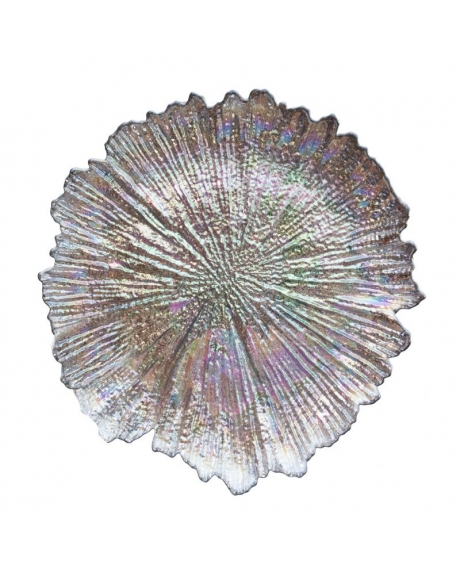 Блюдо декоративное стеклянное, цвет -  серебряный перламутр (35 см)