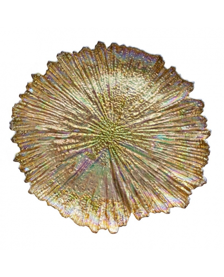 Блюдо декоративное стеклянное, цвет - золотой перламутр (35 см)