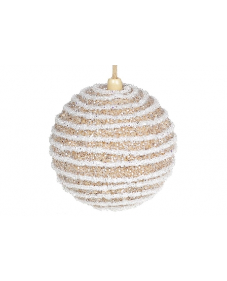 Елочный шар, цвет - карамельный с белым (размер: 8 см., 10 см.)
