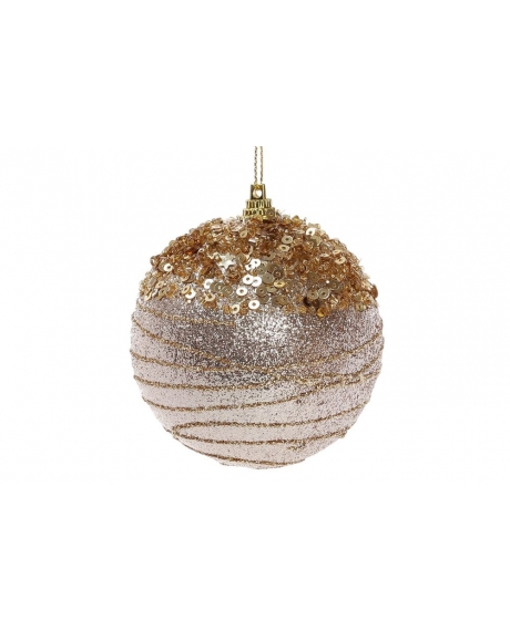 Елочный шар, цвет -  шампань с золотом (размер: 8 см)