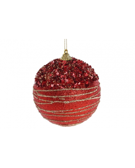 Елочный шар, цвет - красный  (размер: 8 см., 10 см.)