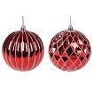 Елочный шар  с рельефом, цвет - красный, 2 дизайна (размер: 10 см.)