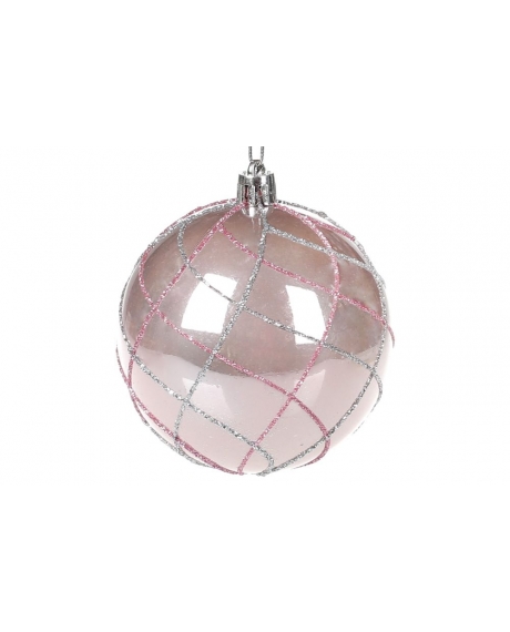 Елочный шар, цвет -  перламутр розовый (размер: 8 см.)