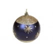 Елочный шар, цвет - синий матовый с золотом (размер: 8 см.)