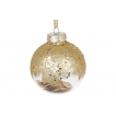 Елочный шар с глиттером и декором внутри, цвет - золото, магнолия (размер: 8 см., 10 см.)