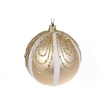 Елочный шар  с узором из глитера, цвет - матовая шампань, матовый оливковый, матовое золото (размер: 8 см.)