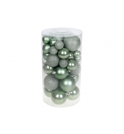 Елочный шар, цвет - зелёный шалфей матовый, зелёный шалфей глиттер, зелёный шалфей перламутр (размер: 3 см, 4 см., 5 см., 6 см.)