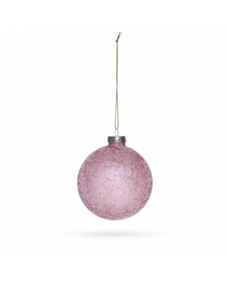 Елочный шар с золотым декором, цвет - розовый, фуксия (размер: 8 см.)