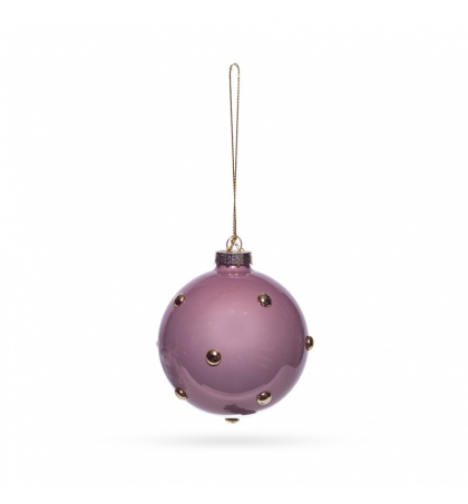 Елочный шар с золотыми точечками, цвет -  синий, металлик, фуксия, розовый, голубой (размер: 8 см.)