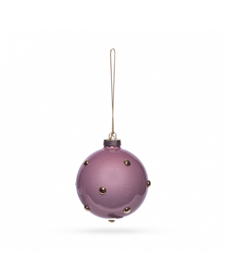 Елочный шар с золотыми точечками, цвет -  синий, металлик, фуксия, розовый, голубой (размер: 8 см.)