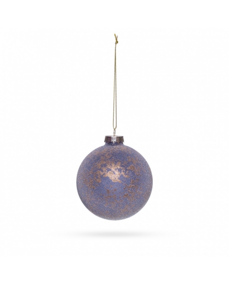 Елочный шар с золотым декором, цвет - голубой, фуксия (размер: 8 см.)