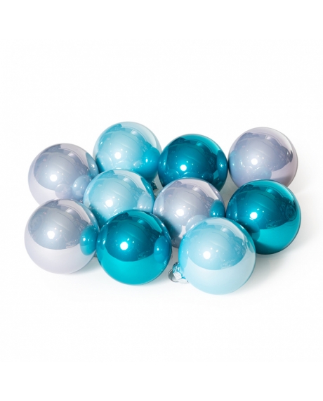 Елочный шар, микс цветов серебристо-голубых оттенков (размер: 6 см.)