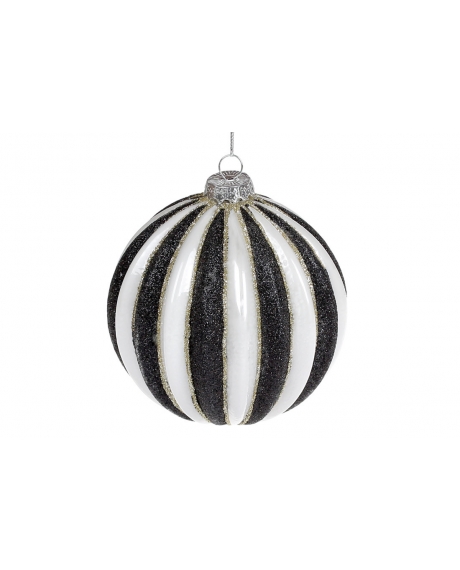 Елочный шар, цвет - чёрный с белым (размер: 8 см., 10 см.)