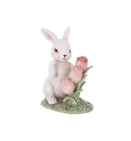 Декоративна статуетка Кролик із тюльпанами