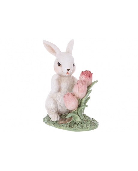 Декоративна статуетка Кролик із тюльпанами