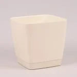 Горщик квадратний з підставкою Form Plastic Toskana, колір крем 150 — Квітковий стиль, Харків