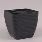 Горщик квадратний із підставкою Form Plastic Sahara Petit, колір - антрацит 130 — Квітковий стиль, Харків